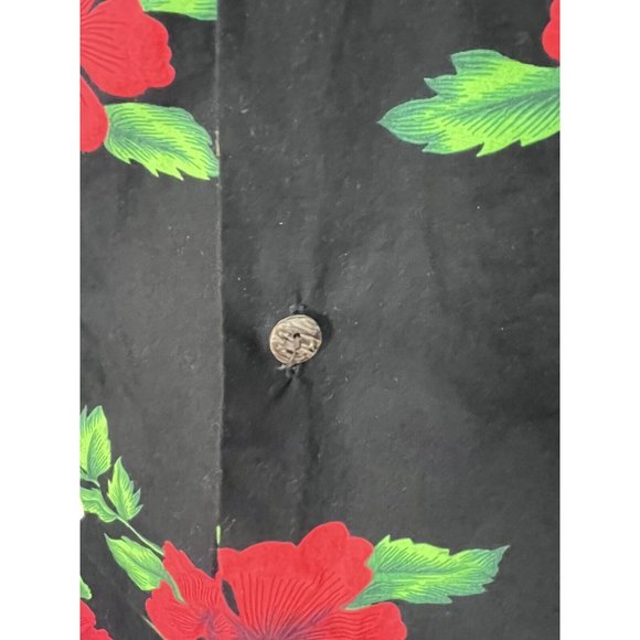 Royal Creations Hawaiian Shirt Mens Large Flowers Geometric Black Red - Picture 6 of 8
